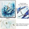 LB Blue Whale Shower Curtain Funny Cat,Watercolor Polyester Anti Mould