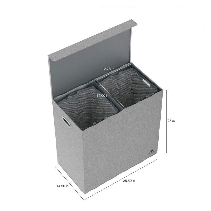 Double Laundry Basket with Lid – Two-Sided Clothes Hamper with