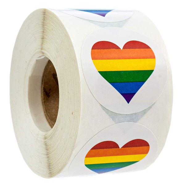 Rainbow Heart Stickers / 500 Colorful Gay Pride Stickers / 1.5" Circle Pride Heart Labels
