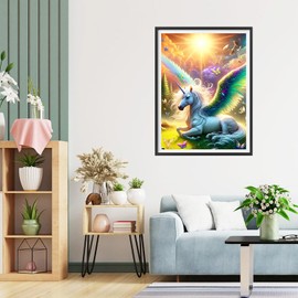 QQYRHN 5D Fantasy Unicorn Diamond Painting Kit for Adults Beginners Wings Diamond Art Kits Complete DIY Sunshine Diamond Embroidery Set Perfect for Relaxation and Decoration 30 x 40 cm