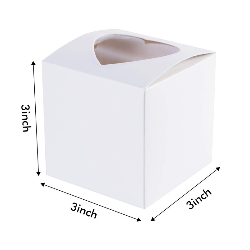 ONE MORE 3"Mini Single Favor White Cupcake Boxes with Heart