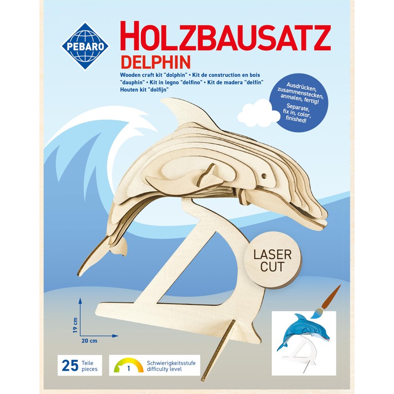 Pebaro 864/1L Wooden Construction Kit Dolphin Laser Cut 3D Puzzle