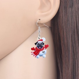 NEWEI Cute Christmas Dog Earrings Dangle Jewellery for Girls Women Gifts Charms, Acrylic, No Gemstone