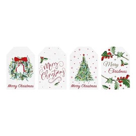 Eurowrap Christmas White Kraft Gift Tags Xmas Pack of 20, 4 Assorted Designs, Eco Friendly Made from 100% Recyclable Paper White Christmas Design