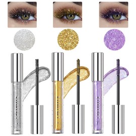 3-teiliges Mascara für Wimpern, bunte Wimperntusche in Diamant-Glitzerfarbe, glänzende, funkelnde, wasserfeste, lang anhaltende, wischfeste Wimperntusche, für den Einsatz auf der Partybühne