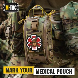 M-Tac - Parche médico de PVC con cruz – Insignia de moral para equipo militar militar médico con cierre de gancho (café/negro)