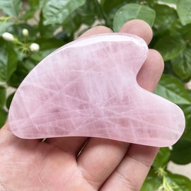 Hslutiee Natural Healing Crystal Gua Sha Scraping Board Massage Tool for SPA Acupuncture Therapy Acupoint Trigger Point Treatment Whole Body Skin Heart Shaped, Rose Quartz