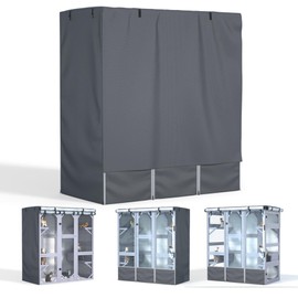 Outdoor Cat House Cover, Dustproof Protection Cover for Large Cat Cage Condo/Cat House Cover ，With Visual Window, 100% Waterproof- 63" L x 33" W x 70" H( Only Cover）