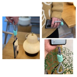 [Bombinate] 4 Phone Straps + 5 Tag Patches, Compatible with Smartphones, Polyester, No Gemstones Moonstone