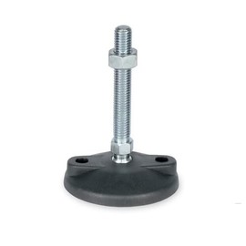 KINETIK MSystem® Adjustable Foot M16 - KM.SF8 - Diameter 80 mm Machine Base with Screw-On Holes for Floor Mounting, Height-Adjustable, Levellable, Swivelling Thread Spindle M16 x 100 mm Galvanised