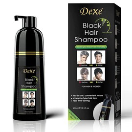 Vedora Instant Black Hair Shampoo 400ml - Semi-Permanent DeXe black Hair Dye shampoo for Natural Hair, Lasts 30 Days, Fast Acting Formula for Men & Women