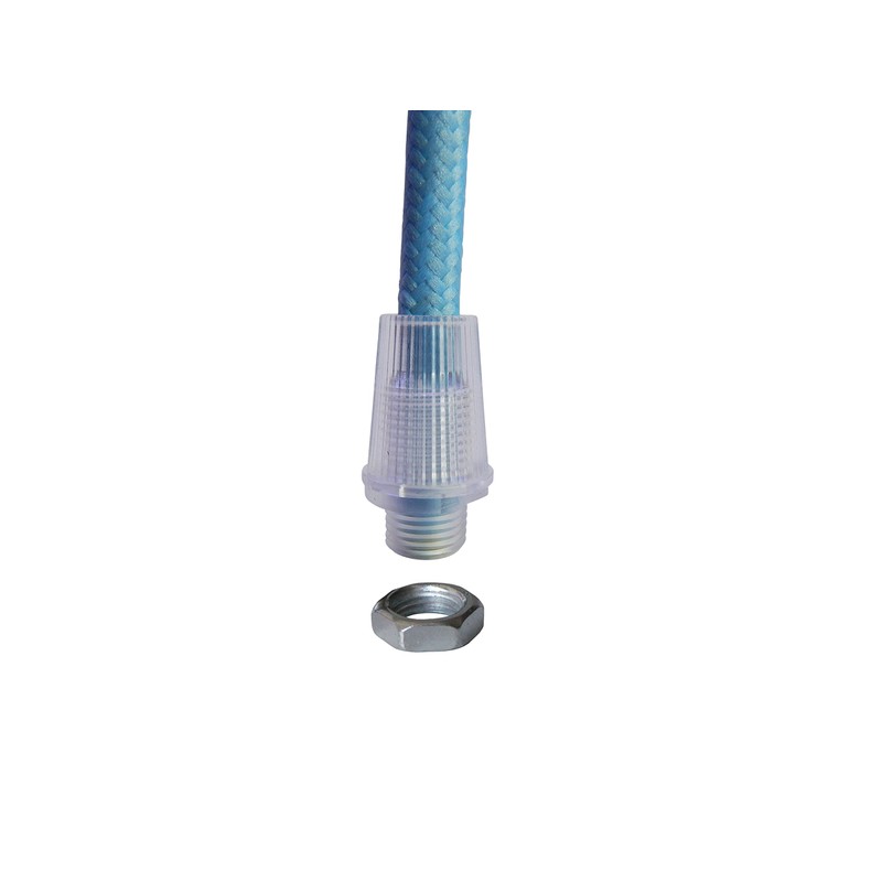 Clamping nipple strain relief M10x1 transparent, also suitable for textile