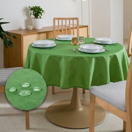 Tischdecke Outdoor Abwaschbar Rund Φ160cm Grün Durchmesser Gartentischdecke Tischdecken Wetterfest Wachstuchtischdecke Table Cloth Made in Italy für Den Außenbereich Tischtuch