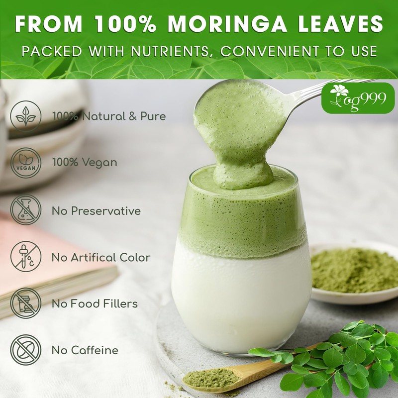TOG999, Premium 8oz Moringa Leaf Powder, 100% Natural and Pure