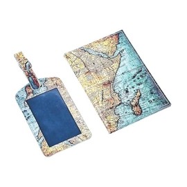 Cute Passport Cover For Women/Men,Women Map Passport Horder Luggage Tag Set,Passport and Vaccine Card Holder,PU Leather Travel Essentials Passport Cover Case (Map)