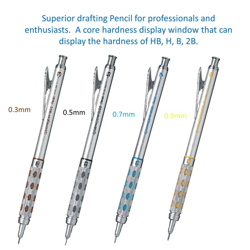 Four Graphgear 1000 Mechanical Pencil Set- 0. 3mm, 0. 5mm,