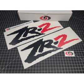 ZR2 Decals (2pk) Truck Bed Fender ZR-2 Stickers Fits 1994-2005 S10 Sonoma Blazer Tracker 4x4 Select Colors: (Gloss Black & Red '2')
