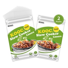 KOOC Slow Cooker Liners 13x21 inch 20 Count Large Size Disposable Pot Liners Cooking Bags Fit 3QT to 8.5QT Pot BPA Free Fresh Locking Seal Design