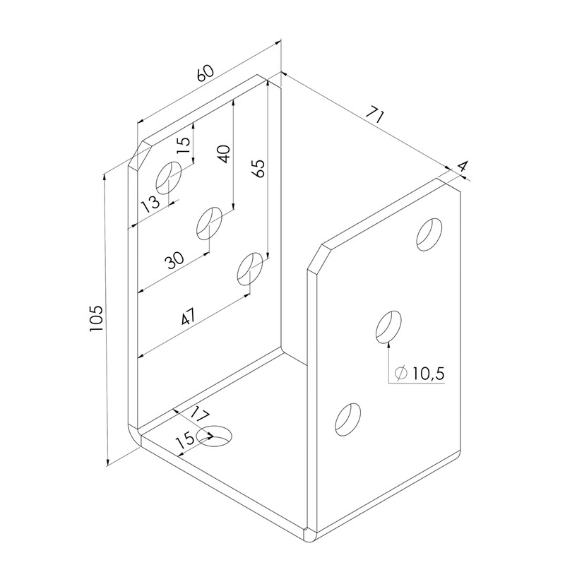 TRIBECCO® U-Post Shoe for Screw-On U-Bust 71 x 60 x