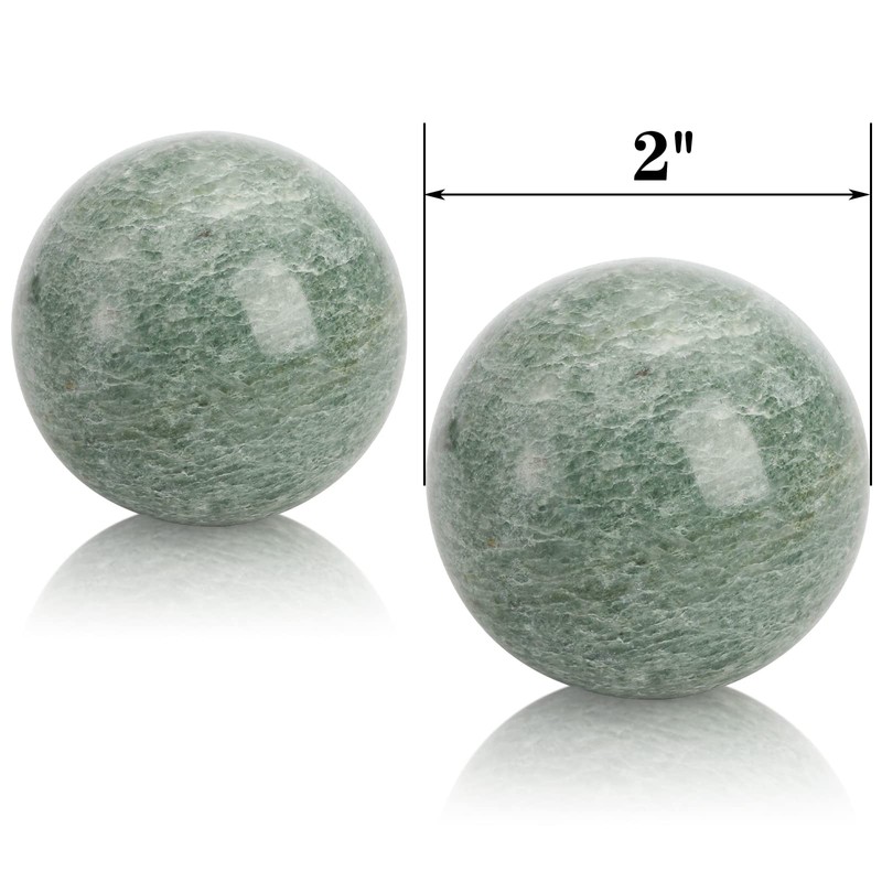 Lyellfe Set of 4 Marble Stone Baoding Balls, 2 Inch