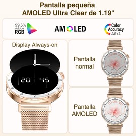 HXQHSTBG Smart Watch for Women Digital Watch with 1.19 Inch AMOLED Display, 120+ Sports, IP67 Waterproof, Call Support, SpO2/Heart Rate/Sleep Monitoring, Women's Function, Compatible with Android