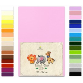 Fitted Sheet 100% Cotton Jersey - 80/200 - 80 x 200 cm, pink, 90 x 160 cm
