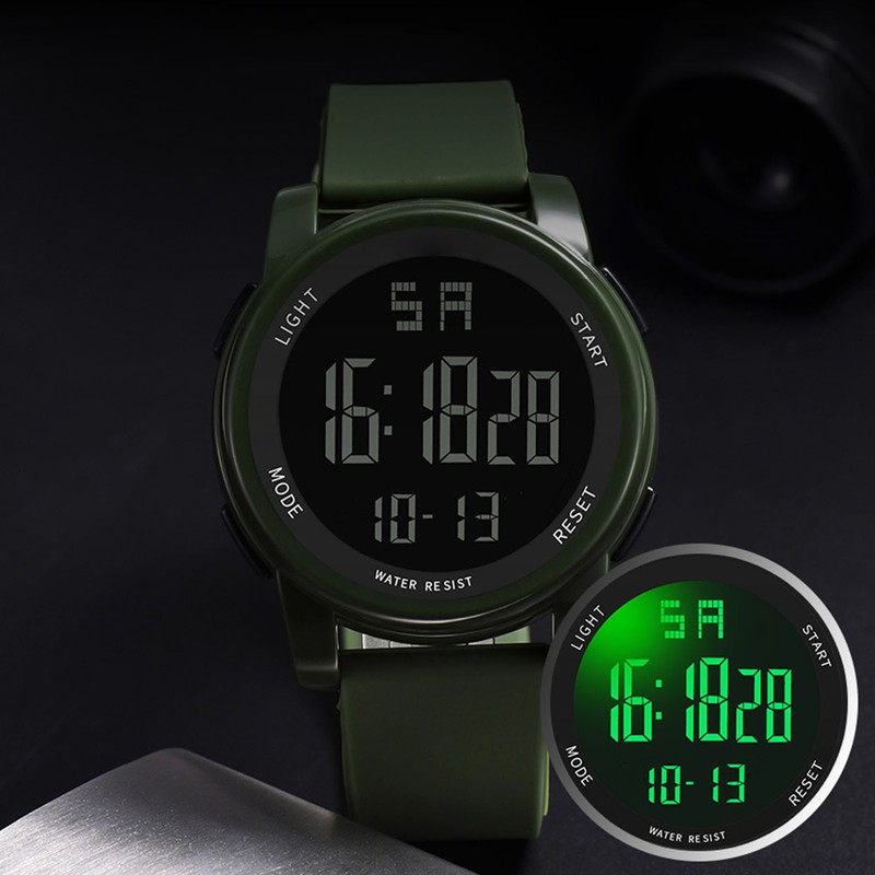 Digital Sports Watch Multifunctional Large Display Luminous 5Bar Waterproof Swimming