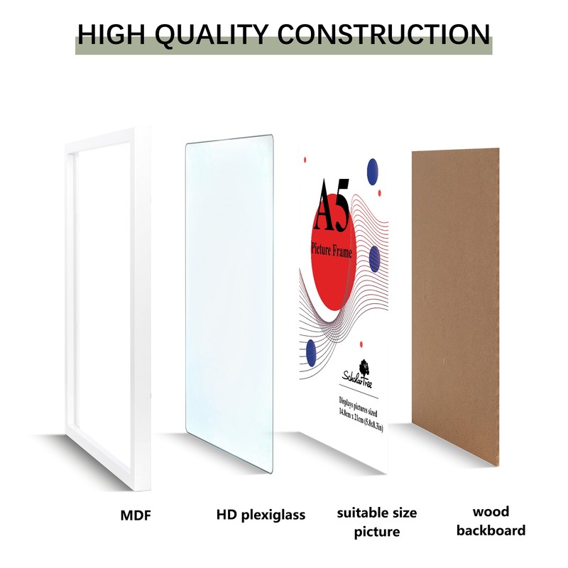 1 Pack A5 Frame White, Wooden A5 Photo Frames, White