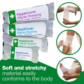 HypaCover Sterile wound Dressings, Assorted Pack of 12 Bandages with Sterile Dressing Pad