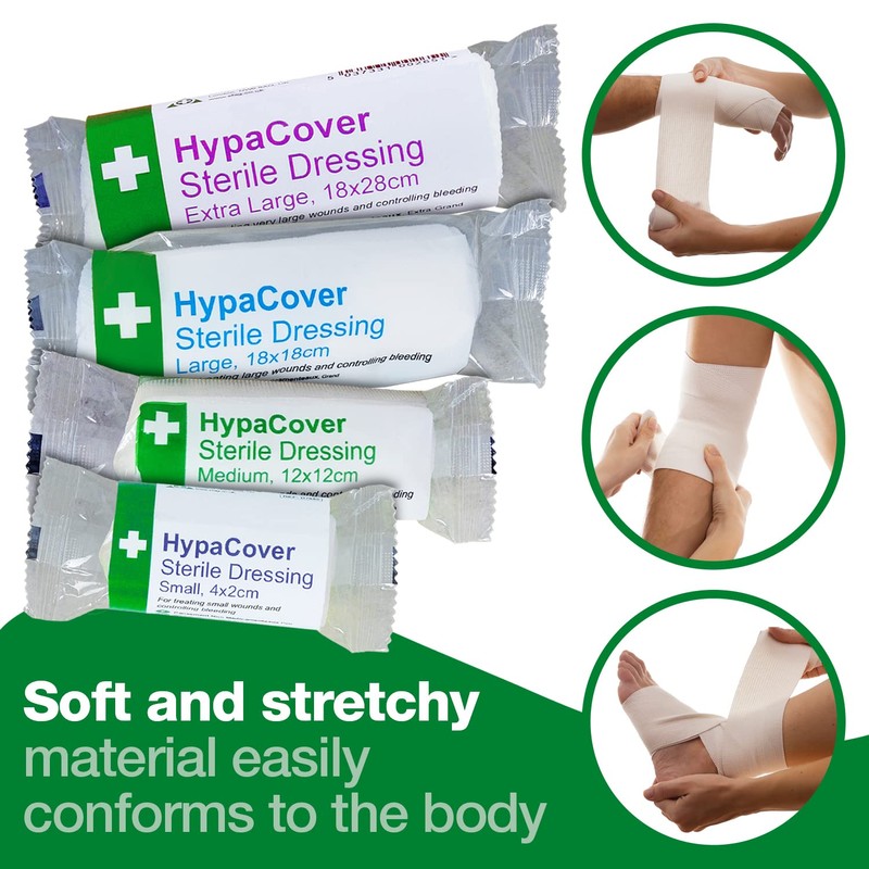 HypaCover Sterile wound Dressings, Assorted Pack of 12 Bandages with
