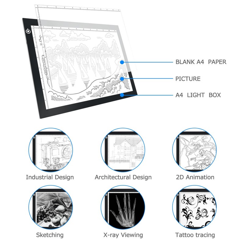 ME456 A4 LED Light Box 9x12 Inch Light Pad Only