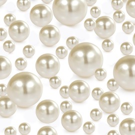 160Pcs Vase Filler Beads Pearls, No Hole Faux Pearls, Beads for Centerpieces Vase Filler Decoration Home Party Table Wedding Decor(Cream,8/14/18mm)