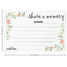 Share a Memory Card 4" x 6"Cards for Celebration of Weddings Life Birthday Anniversary Memorial Funeral Retirement Graduation Bridal Shower Game(Pack of 50)
