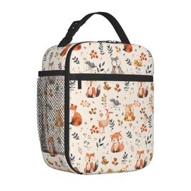 ainori Reusable Vintage Animal Lunch Box for Kids Girls Boys Women Adult, Insulated Woodland Leaves Lunch Bag,Polyester Cooler Cute Handbags Case for School Picnic Work Travel Beach or Hiking