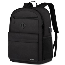 LIBENED School Backpack Teen Boys and Girls, Classical Basic Backpack, Black, 17.3 Inch
