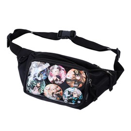 Ita Bag Fanny Pack Belt Bag Shoulder Bag with Pin Display for Travel Walking Running Hiking Cycling Stylish and Versatile Waist Pack (BLACK)