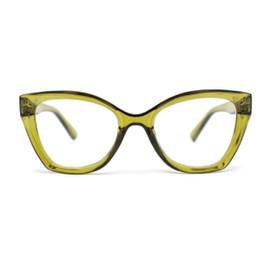 SA106 Womens Classy Oversized Thick Plastic Cat Eye Reading Glasses Green +3.50