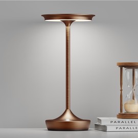 SHANGCAI LED Cordless Table Lamps Rechargeable - Outdoor 6000mAh Battery Operated Portable Tables Light 3 Color Stepless Dimming Lamp with Memory Function for Patio Restaurant Dining Moka