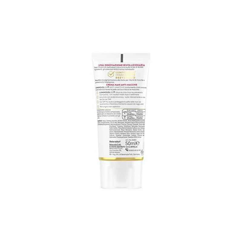 NIVEA Luminous630® Anti-Flecken-Handcreme, 50 ml, Anti-Aging-Handcreme zur Reduzierung und Vorbeugung
