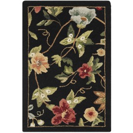 Safavieh Chelsea Collection HK311A Hand-Hooked French Country Wool Area Rug, 4' x 4' Round, Black