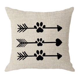 NIDITW Dogs Lovers Moms Gift Nordic Simple Abstract Arrows with Dog Paw Prints Cream Body Cream Burlap Throw Pillow Case Cushions Cover Pillow Sham Sofa Decorative Square 18x18 Inches