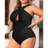 Daci Womens Front Cross Plus Size One Piece Swimsuits Tummy