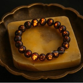 Unbranded Natural Yooperlite Stone Bracelet UV Reactive Flame Gemstone Stretch Jewelry