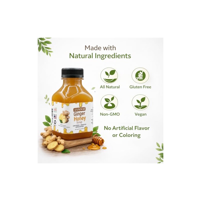 Jarabe Miel Jengibre Onzas Líquidas Nfc Flores Silvestres Cruda Jugo
