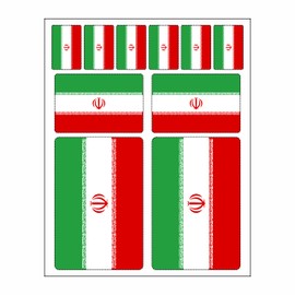 Set of 10 Flag Stickers Iran Car Sticker