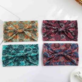 Aceorna Wide Women Headbands Leopard Turban Hairbands Stretch Knotted Headband Elastic Printed Hair Accessories for Women (Set F, One Size)