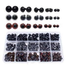Bestartstore 198pcs 8/10/12/14/16mm Plastic Safety Eyes Black Brown Transparent(1box) 3colors Craft Plastic Eyes DIY Eyes with Washers for Teddy Bear Doll Animal Puppet Crafts