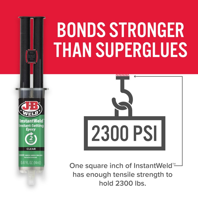 J-B Weld InstantWeld - Clear, 2 Minute Set Epoxy Adhesive,