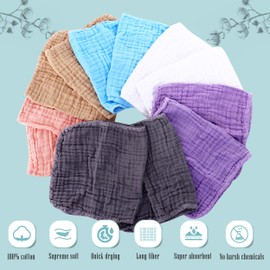 Cute Castle 12 Pack Muslin Burp Cloths for Baby - Ultra-Soft 100% Cotton Baby Washcloths - Large 20'' by 10'' Super Absorbent Milk Spit Up Rags - Burpy Cloths for Unisex, Boy, Girl - Multicolor