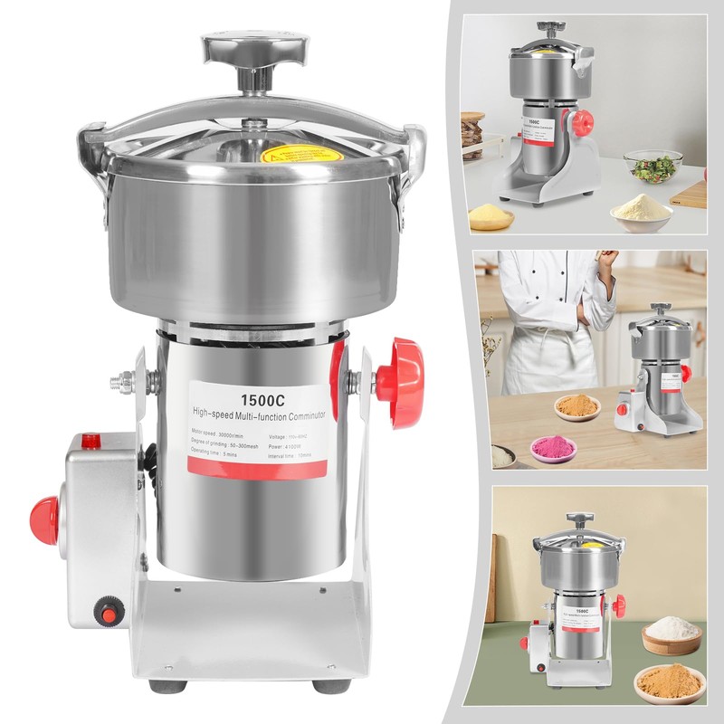Grain Mill, Electric Dry Cereals Grinder w/Sieve, Stainless Steel Grain